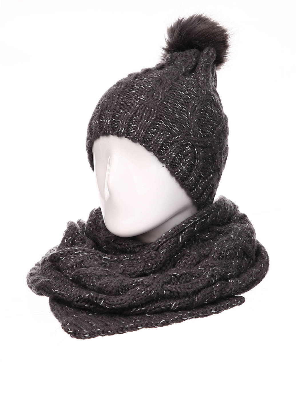 Темно-серый демисезонный комплект (шапка, шарф) C&A