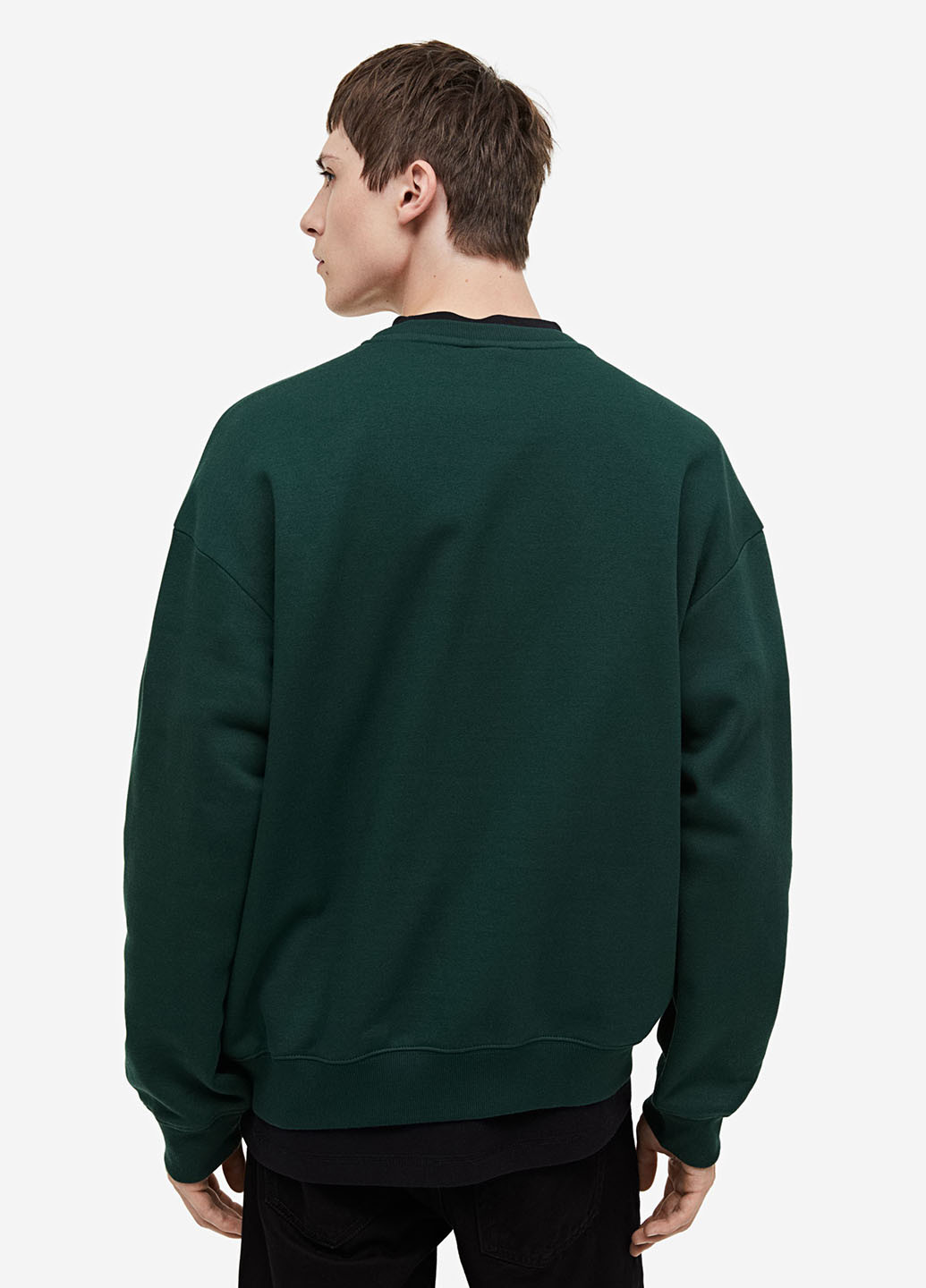Темно-зеленый свитшот H&M однотонный без декора (292951264)