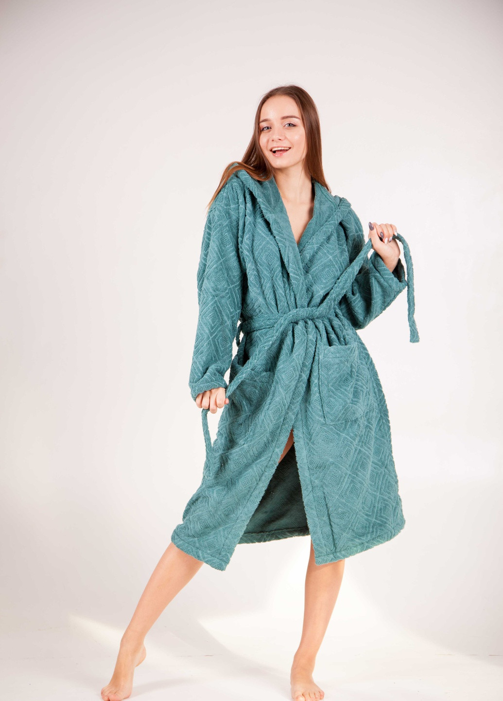 Халат махровый Berlin, светло-зеленый, размер M (3800980994422) Bulgaria-Tex плотность - 420 гр/м2 (251459962)