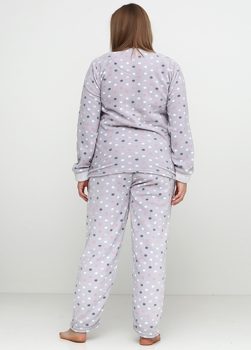 Светло-серая осенняя пижама (свитшот, брюки, маска для сна, тапочки) Pijamoni