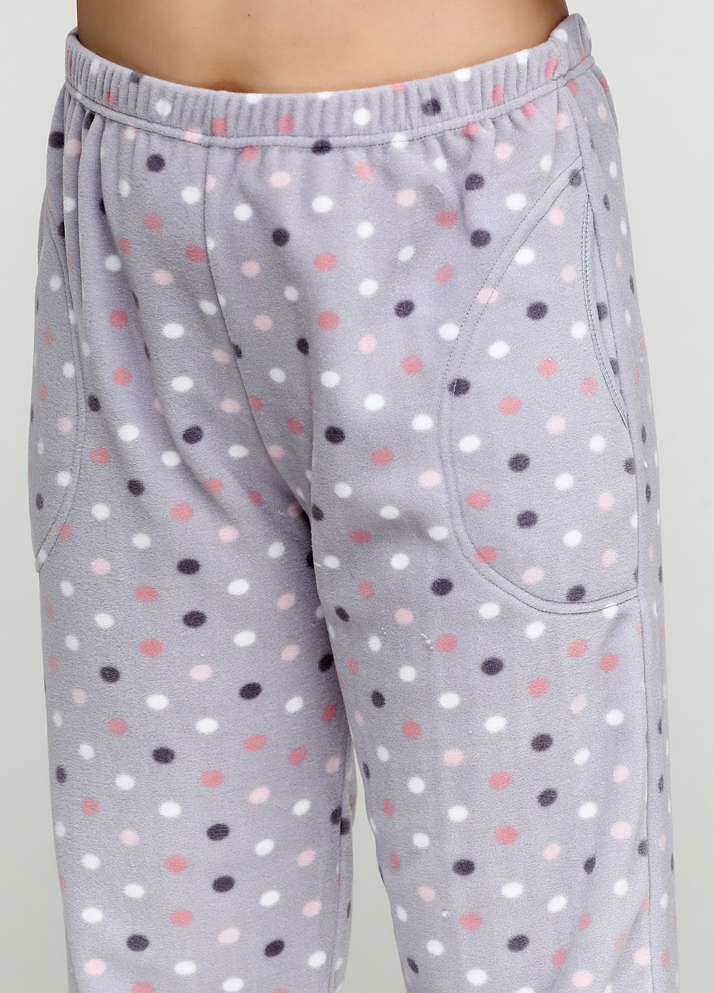 Светло-серая осенняя пижама (свитшот, брюки, маска для сна, тапочки) Pijamoni