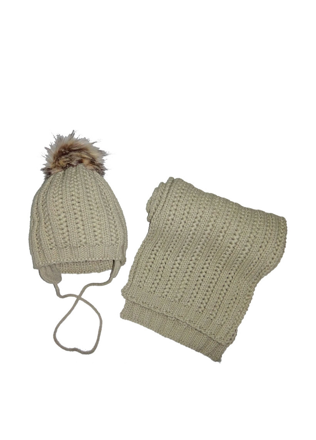 Бежевый демисезонный комплект (шапка, шарф) Wojcik