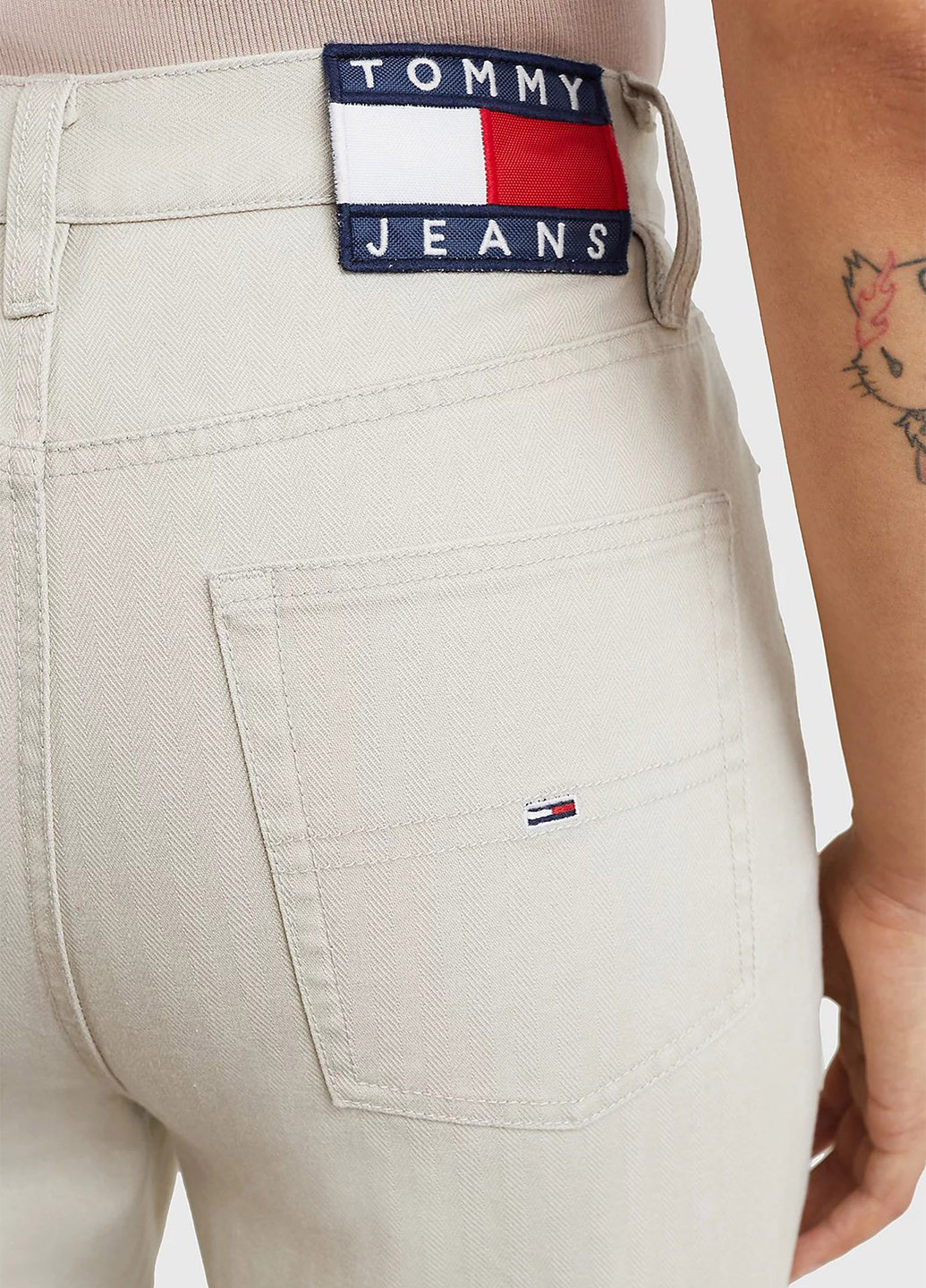 Светло-бежевые кэжуал демисезонные прямые брюки Tommy Jeans