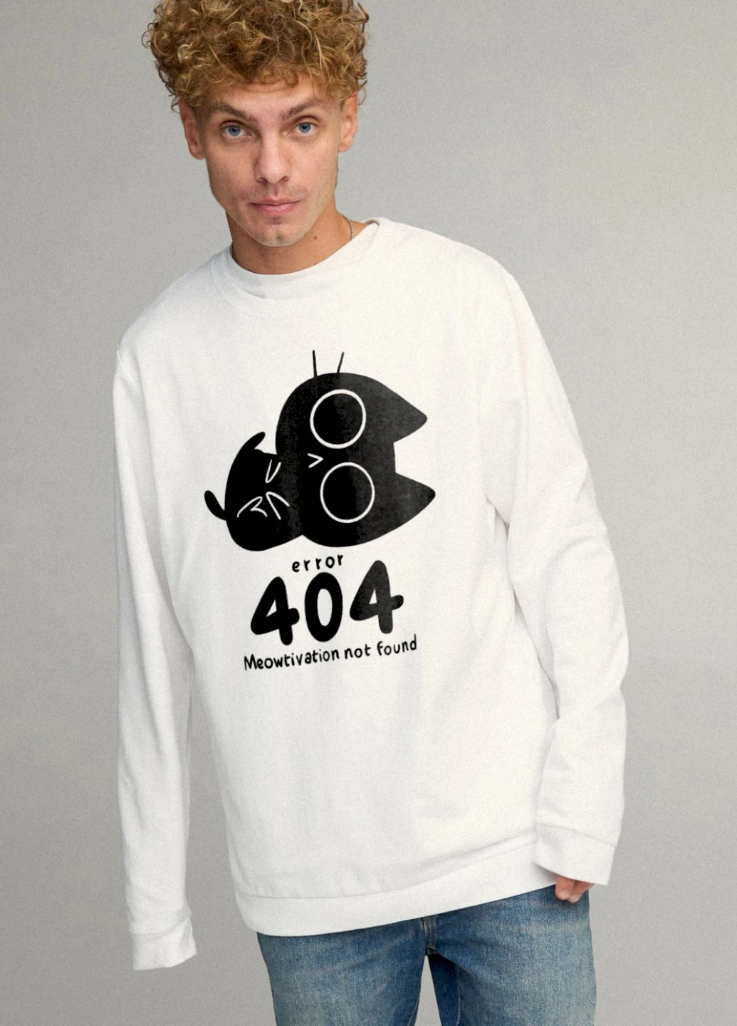 Білий свитшот мужской oversize /no flis/ YAPPI малюнок (254557575)