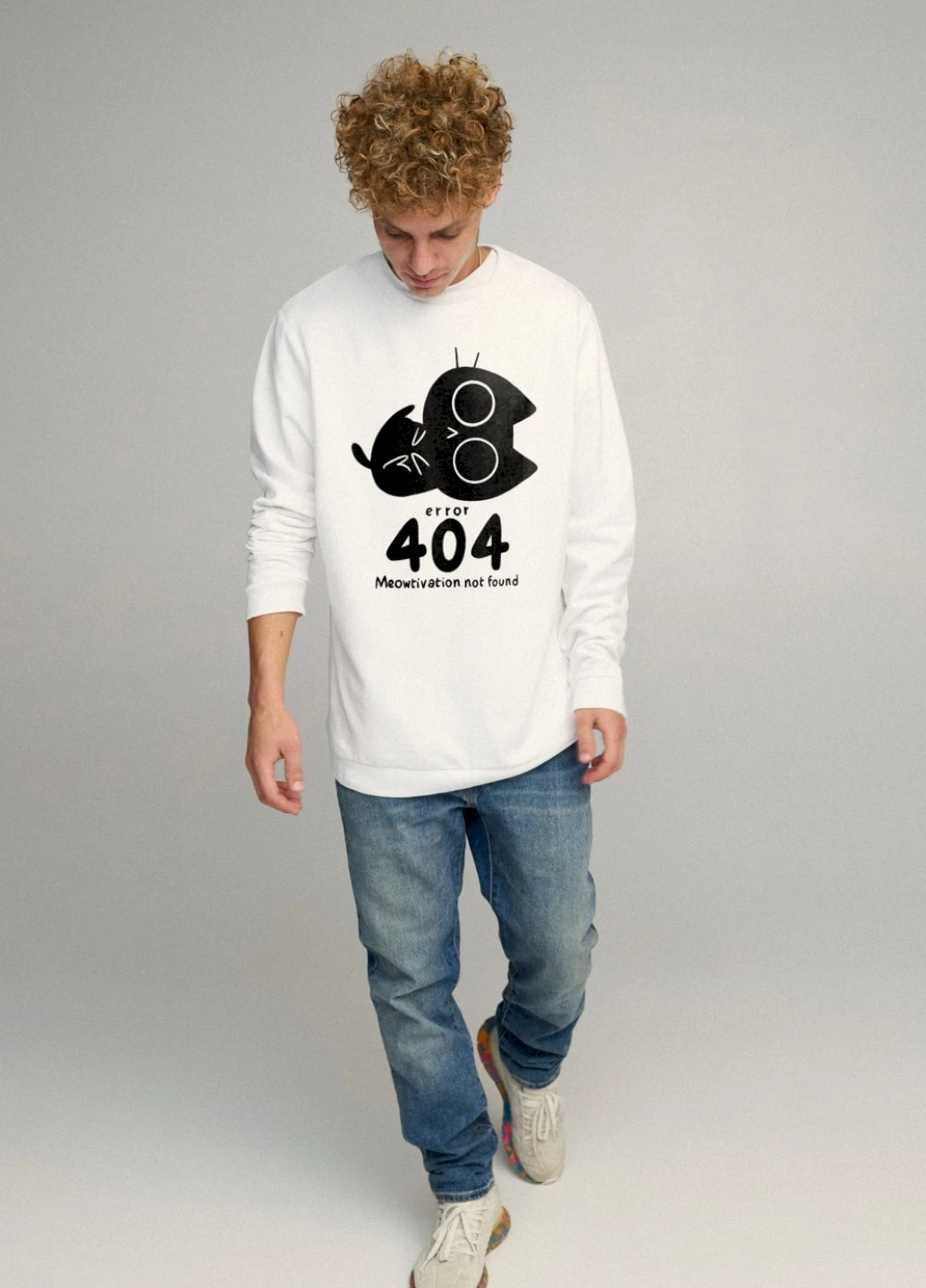 Білий свитшот мужской oversize /no flis/ YAPPI малюнок (254557575)