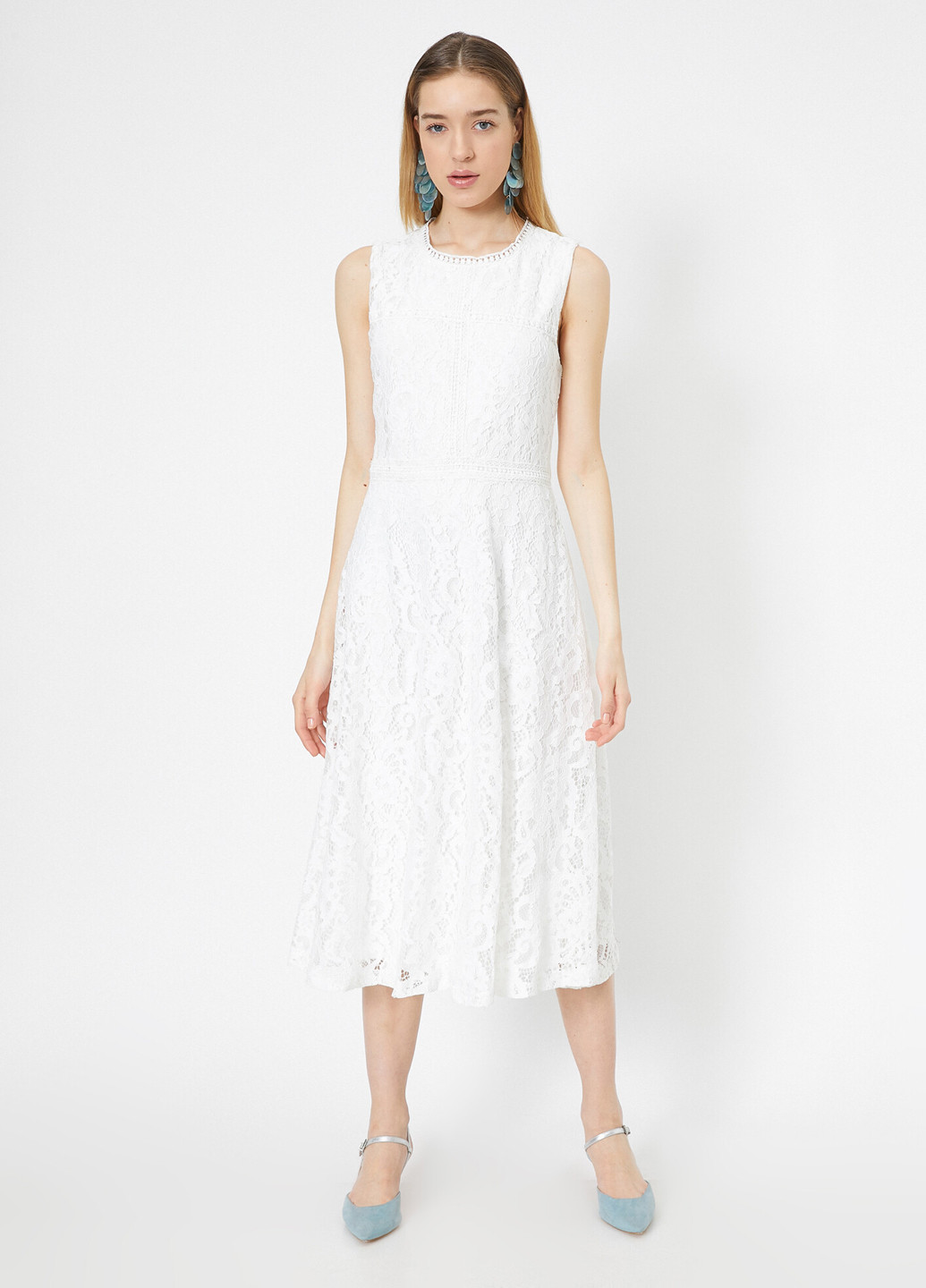 Білий кежуал плаття, сукня кльош KOTON однотонна