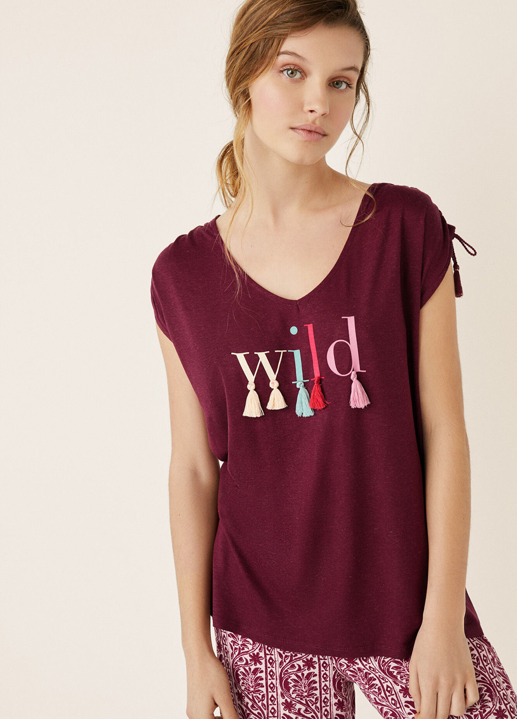 Бордовая летняя футболка с коротким рукавом Women'secret