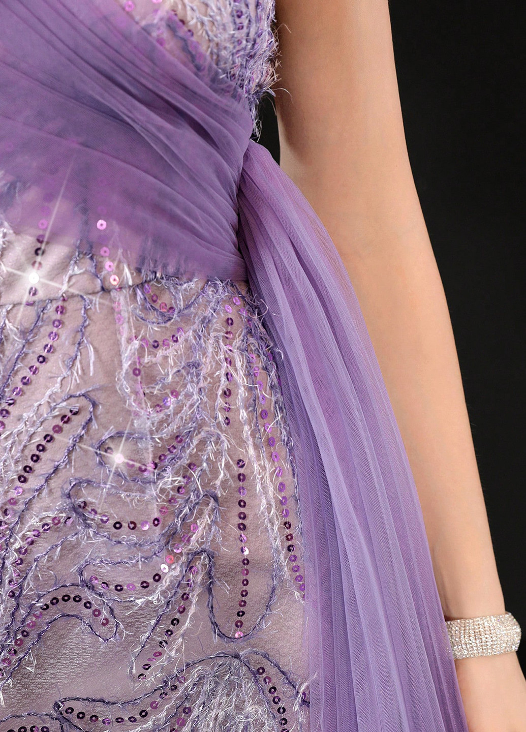 Лиловое вечернее, праздничный платье на одно плечо SHEIN