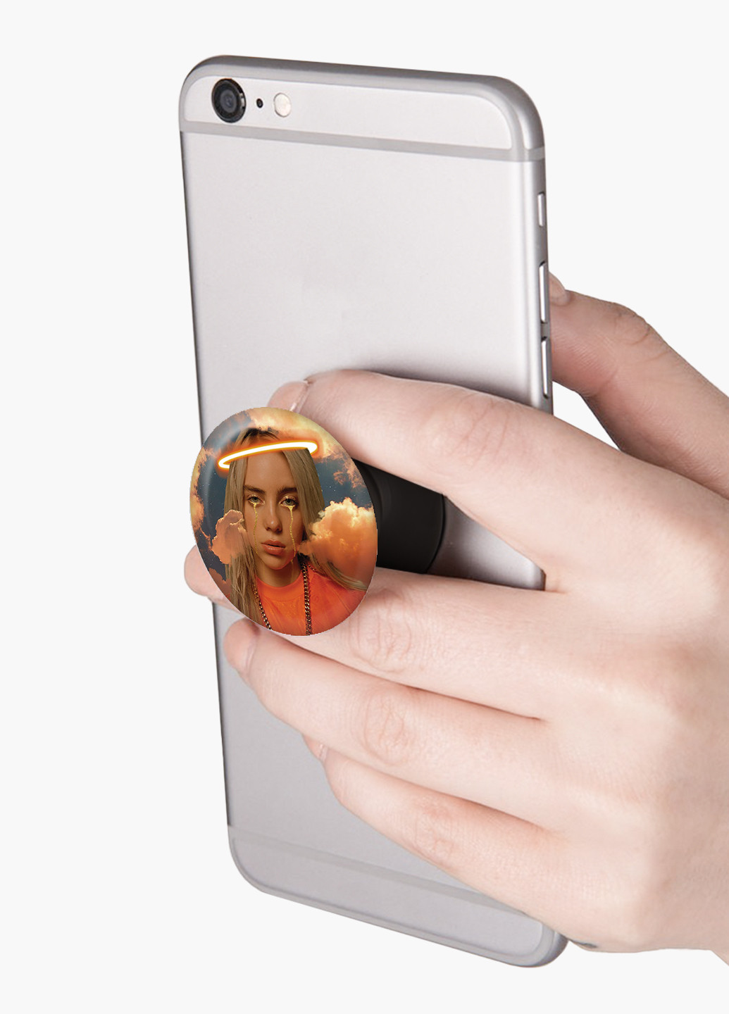 Попсокет (Popsockets) тримач для смартфону Біллі Айлиш (Billie Eilish) (8754-1600) Чорний MobiPrint (216748522)