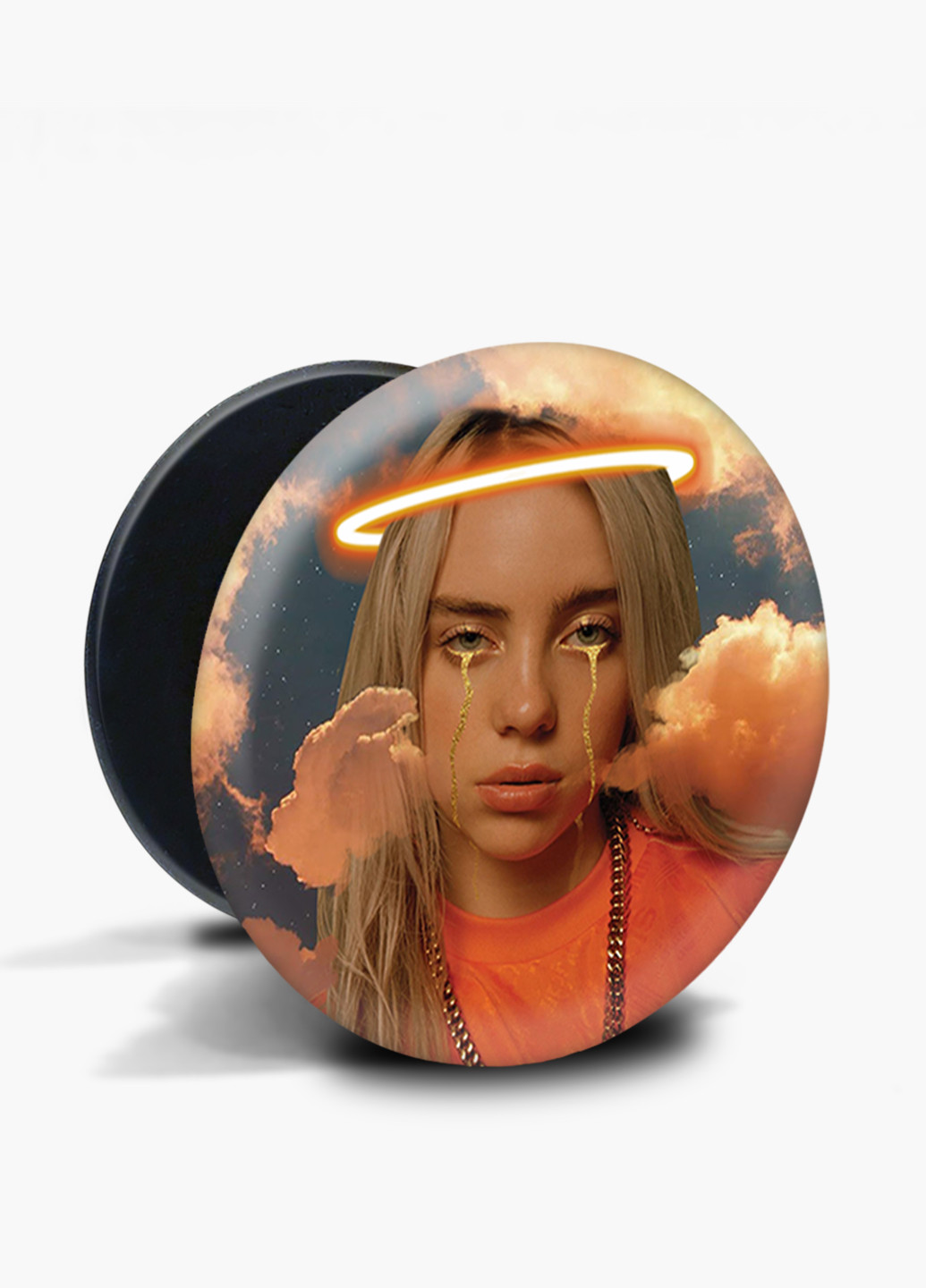 Попсокет (Popsockets) тримач для смартфону Біллі Айлиш (Billie Eilish) (8754-1600) Чорний MobiPrint (216748522)