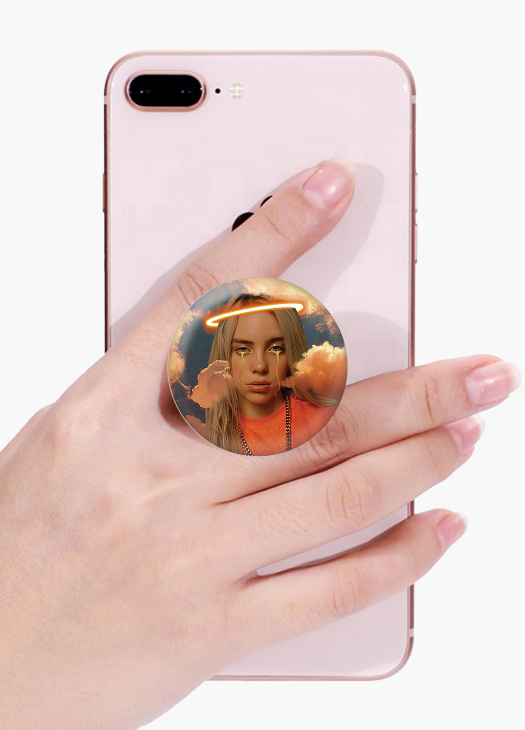 Попсокет (Popsockets) тримач для смартфону Біллі Айлиш (Billie Eilish) (8754-1600) Чорний MobiPrint (216748522)
