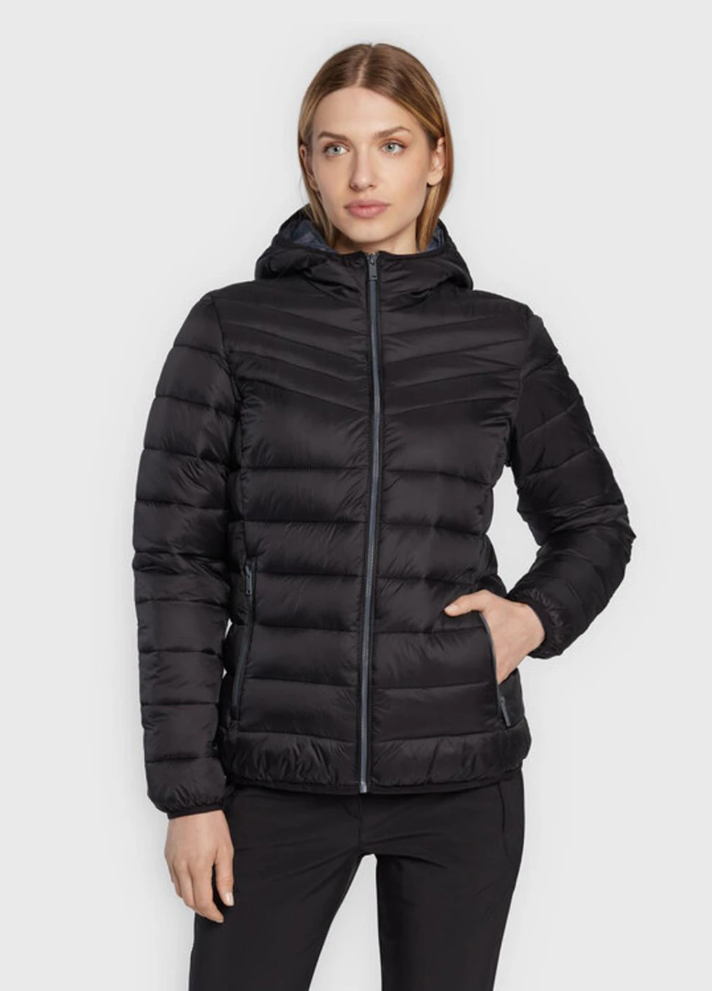 Черная демисезонная куртка 32k3016-u901 CMP WOMAN JACKET FIX HOOD
