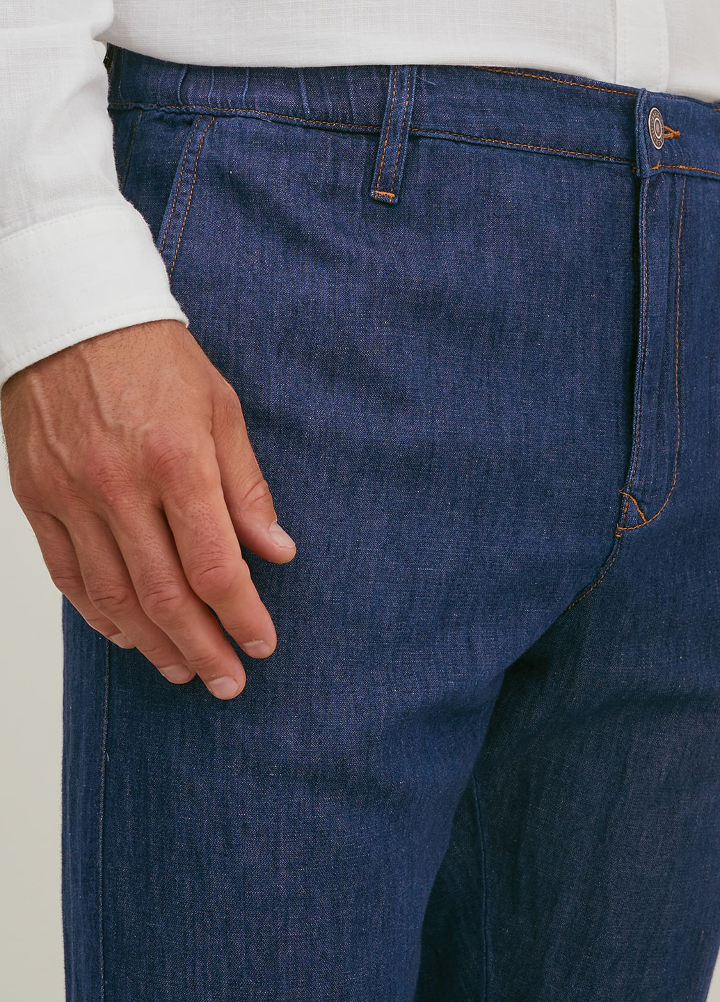 Синие джинсовые демисезонные зауженные брюки C&A