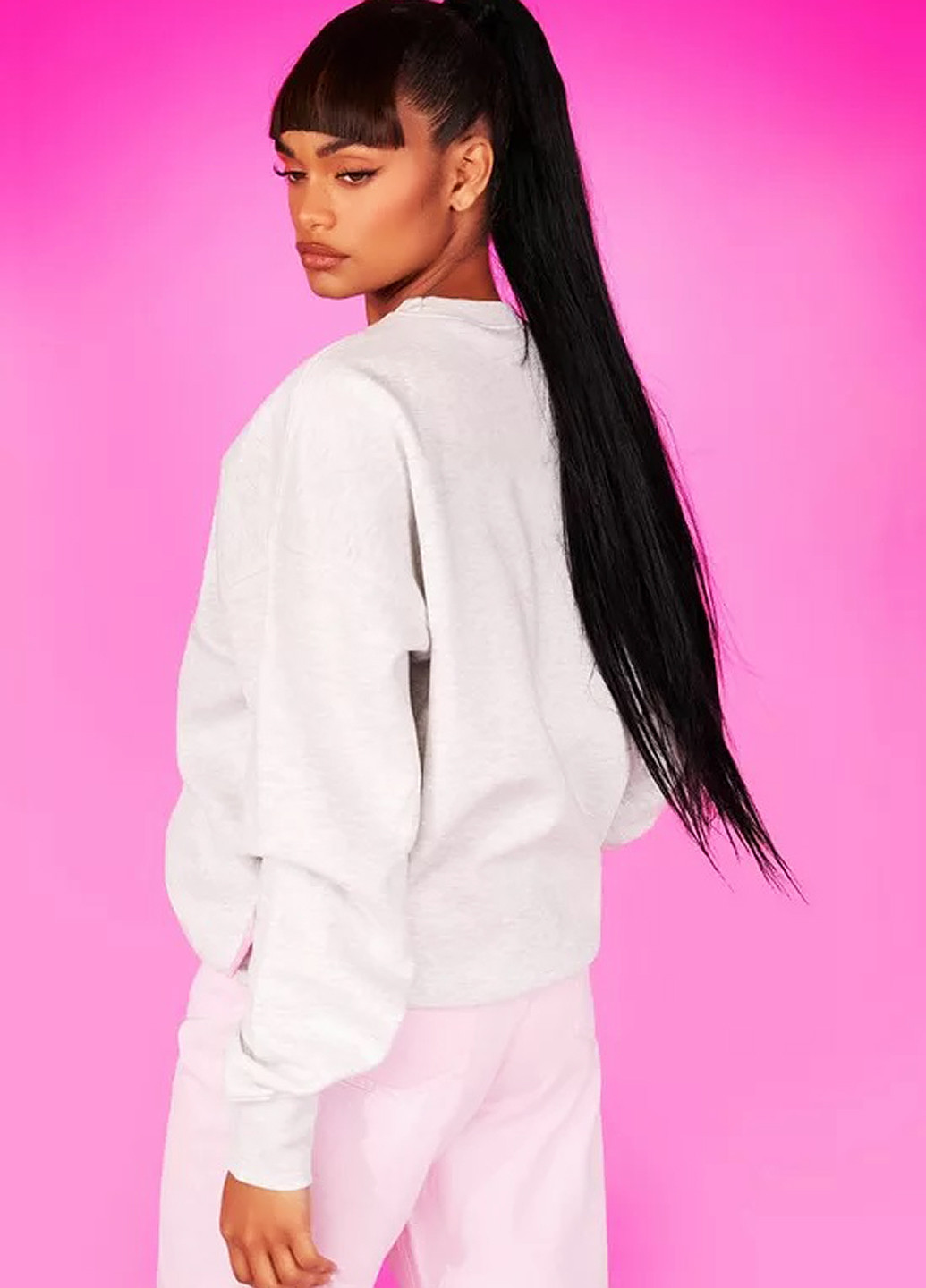 Сірий світшот Boohoo меланж вишивка (299501454)