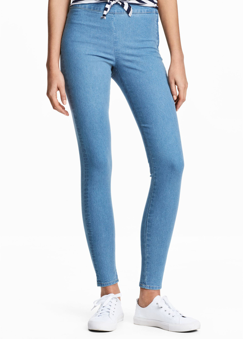 Джеггінси H&M однотонні блакитні джинсові бавовна