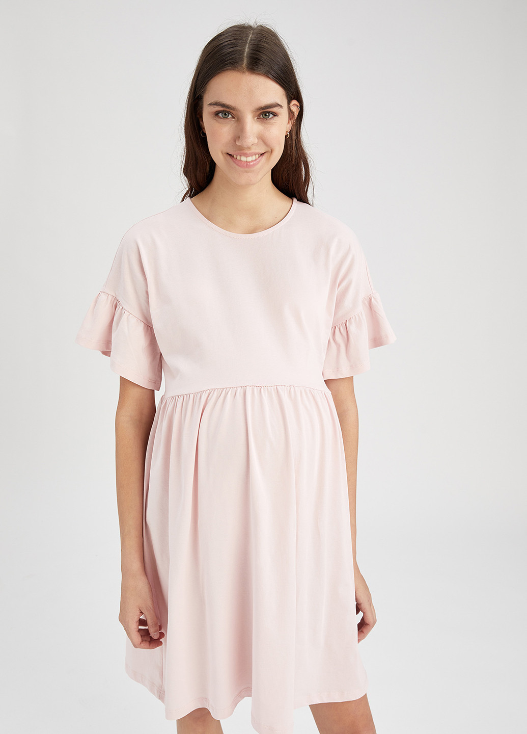 Светло-розовое кэжуал платье для беременных оверсайз DeFacto