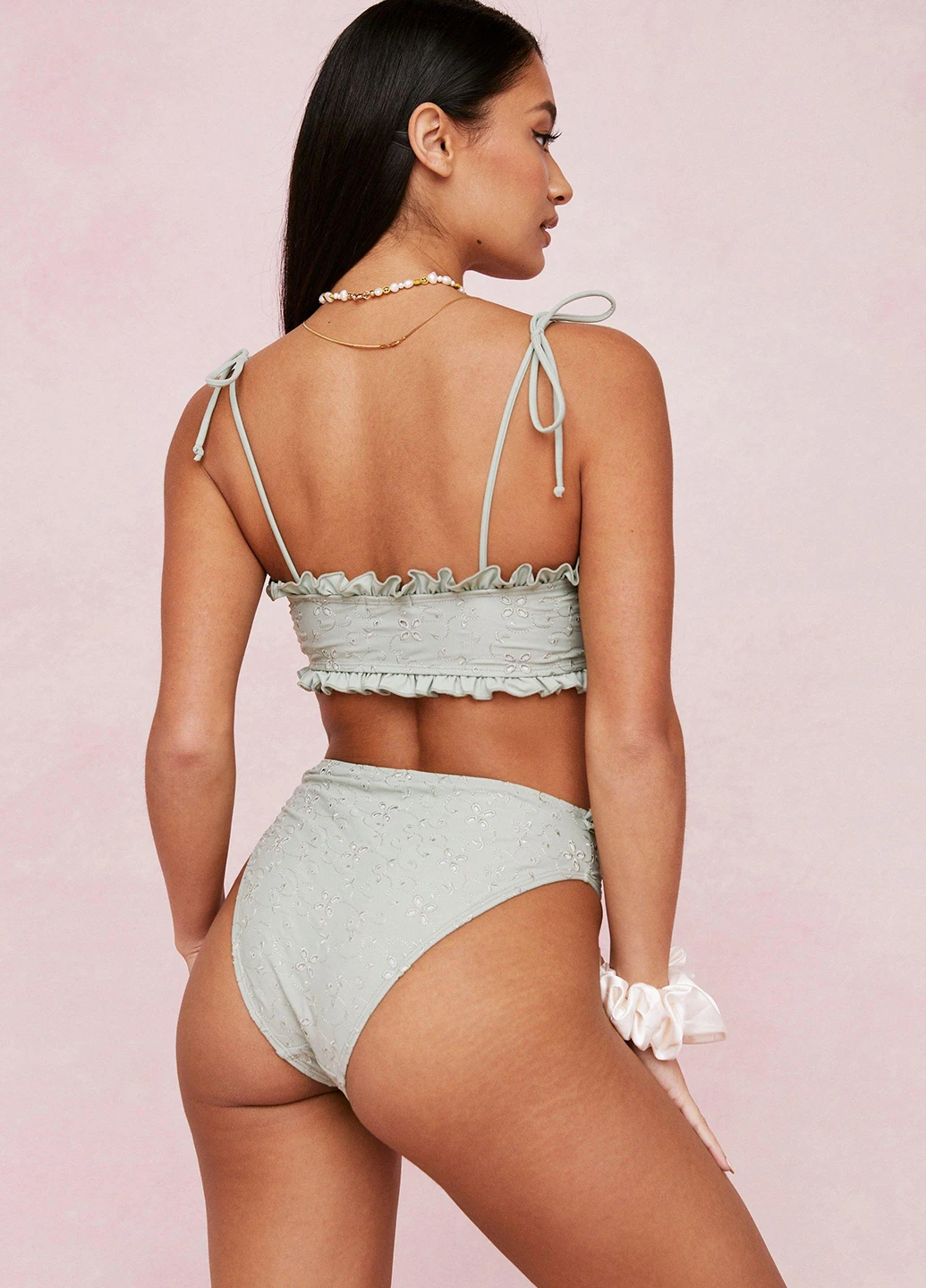 Серый летний купальник (лиф, трусики) бикини Nasty Gal