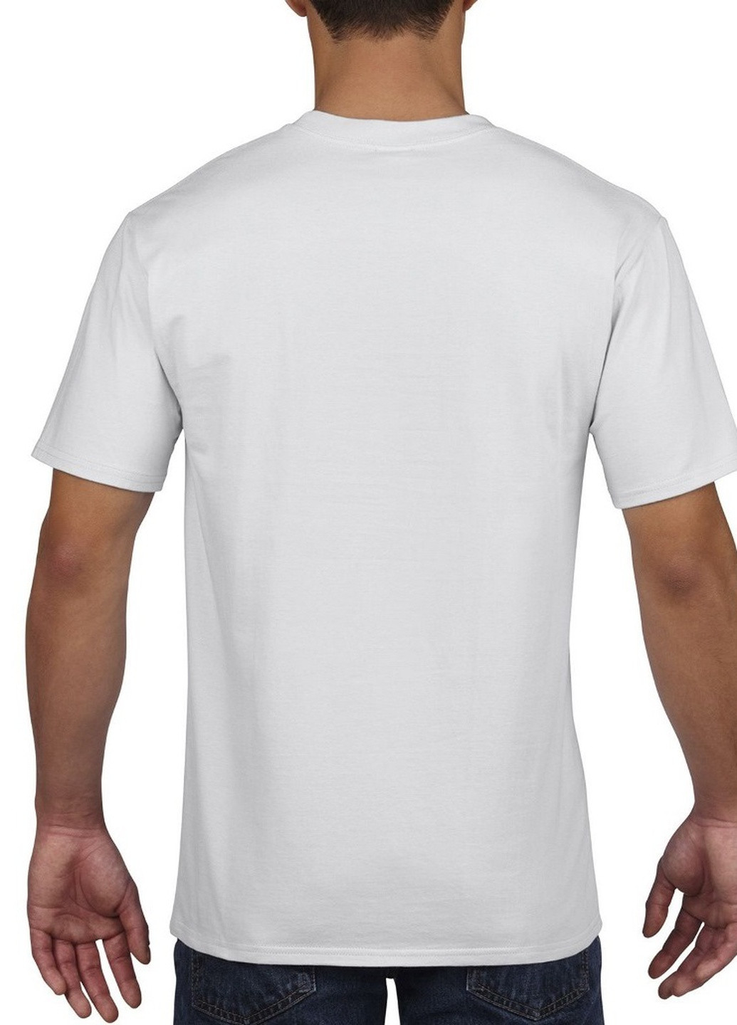 Белая футболка базовая хлопковая белая Gildan Premium Cotton