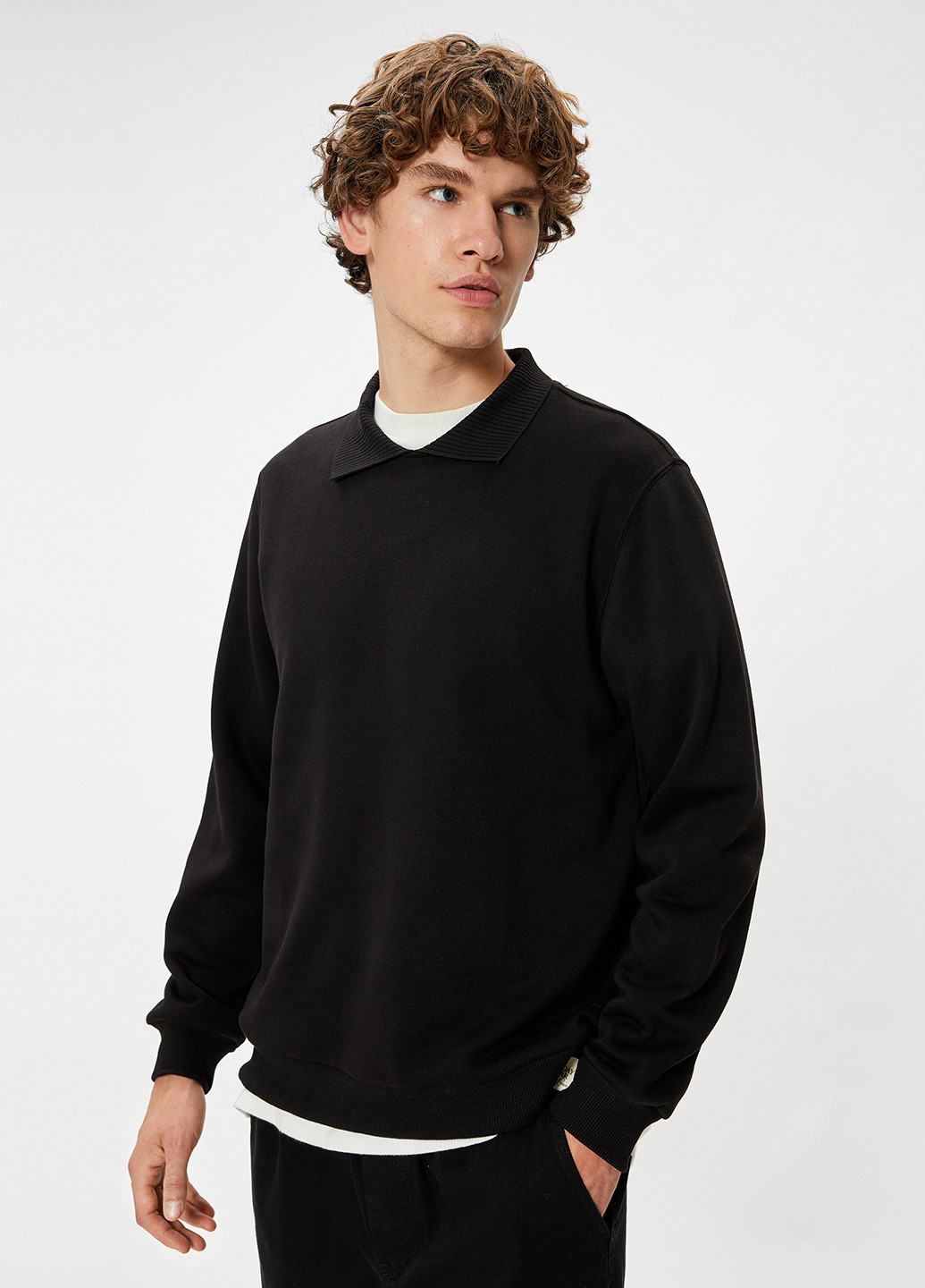 Чорний світшот KOTON однотонний без декору (362159870)