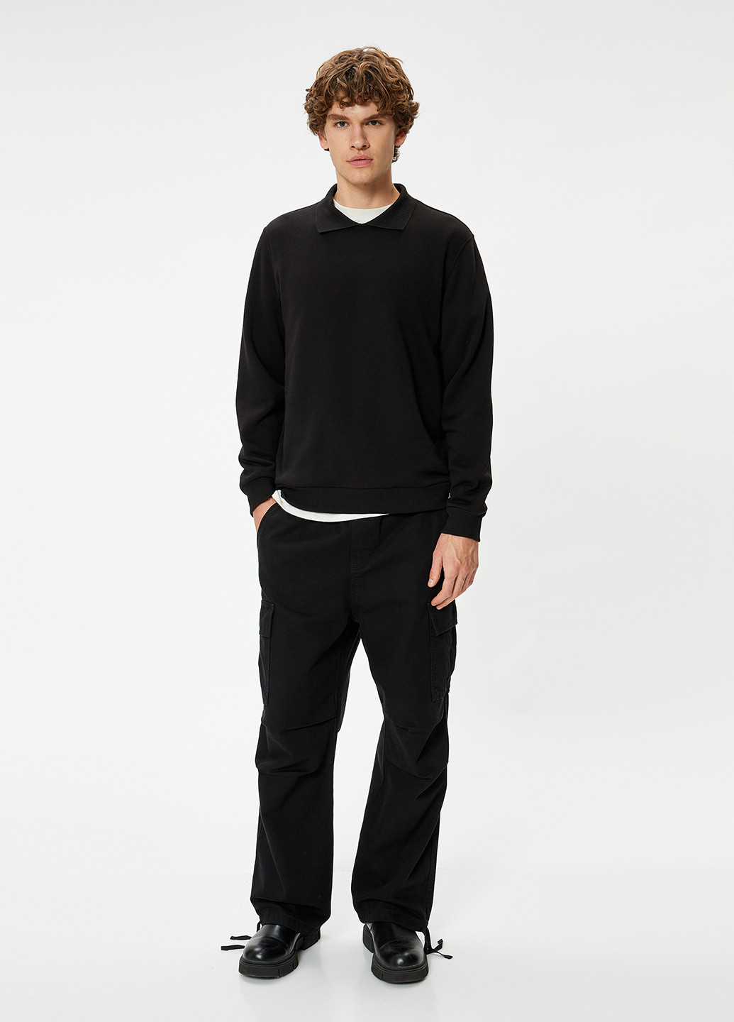 Чорний світшот KOTON однотонний без декору (362159870)