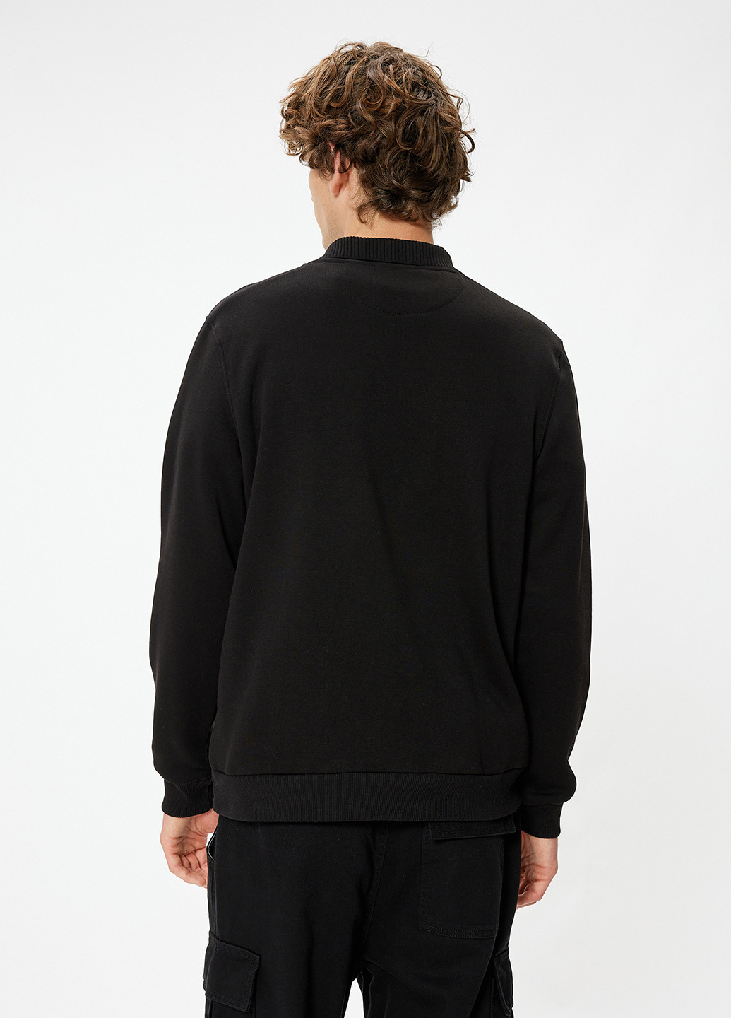 Чорний світшот KOTON однотонний без декору (362159870)