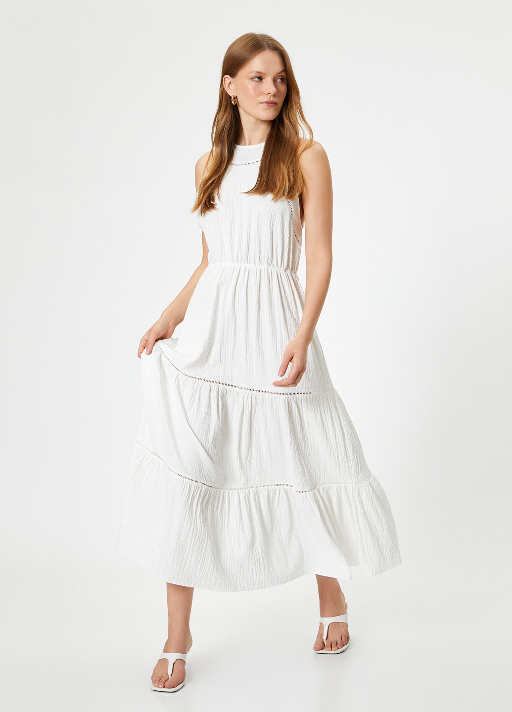 Білий святковий, кежуал сукня а-силует KOTON однотонна