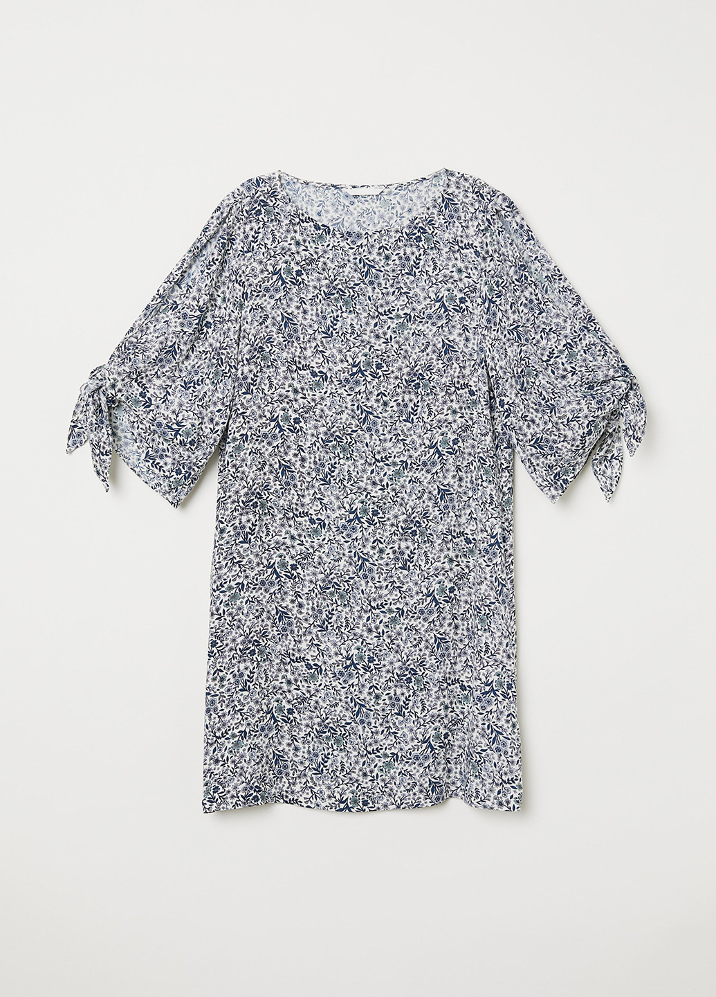 Серо-синее кэжуал платье H&M с цветочным принтом