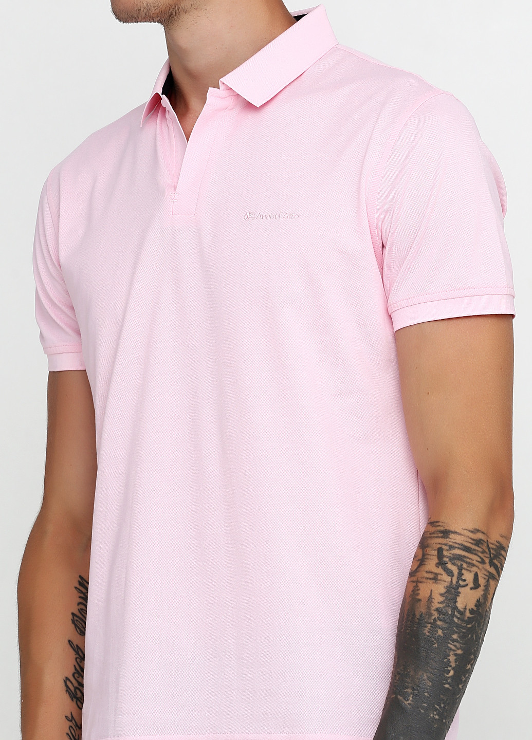 Розовая футболка-поло для мужчин Anabel Arto с логотипом