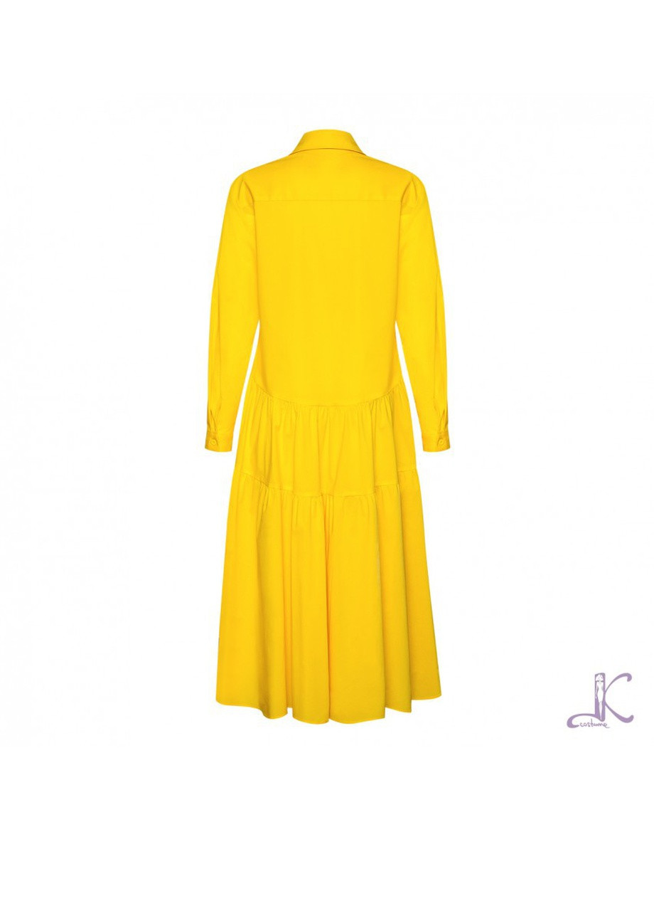 Желтое кэжуал платье рубашка LKcostume однотонное