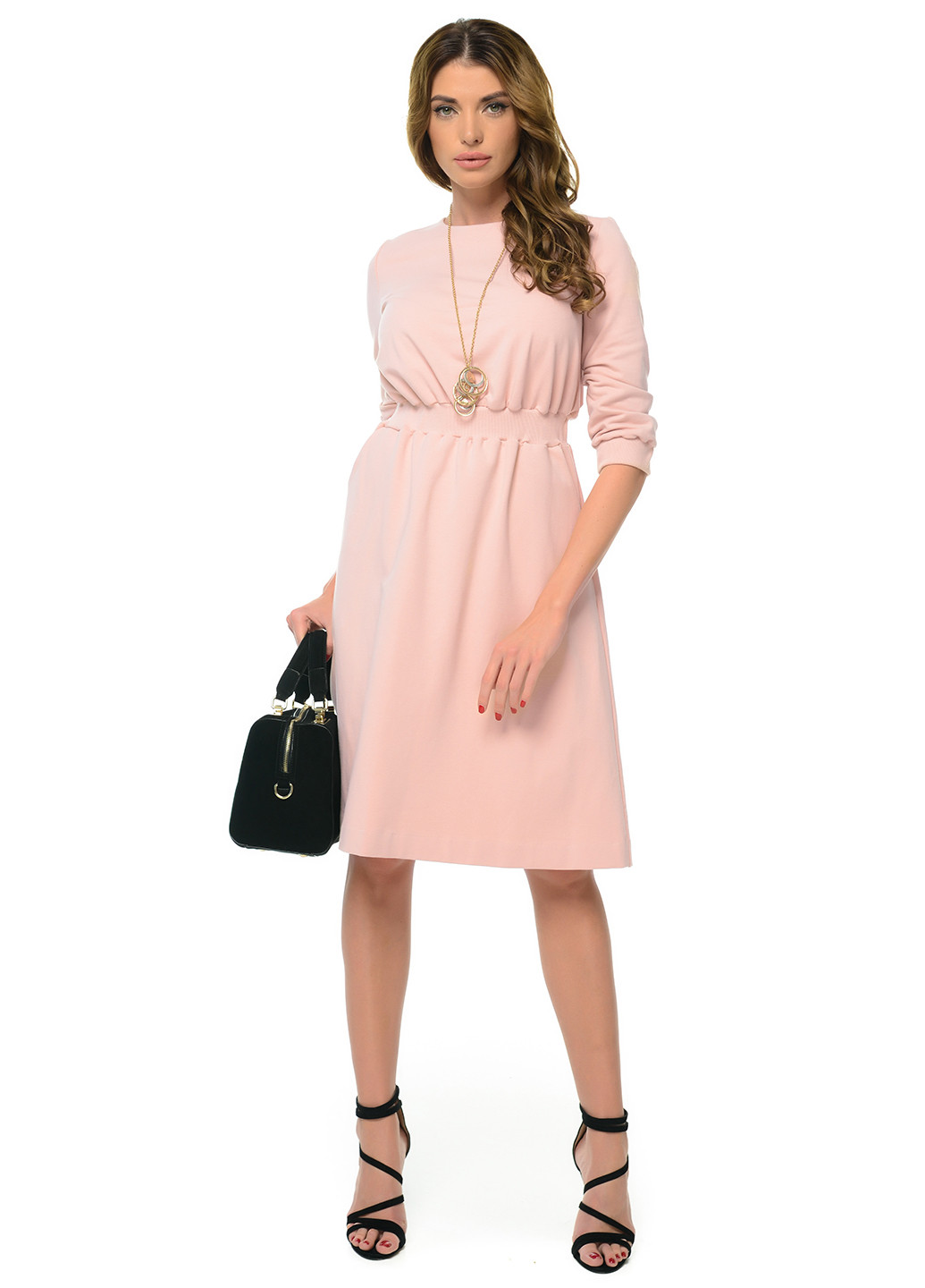 Светло-розовое кэжуал платье GENEVIE однотонное