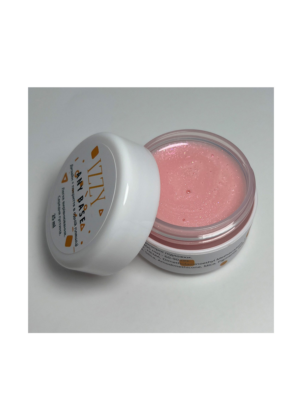 База для манікюру Any Base 04, рожева база для нігтів з мікроблиском, 25 г Izzy (363030631)