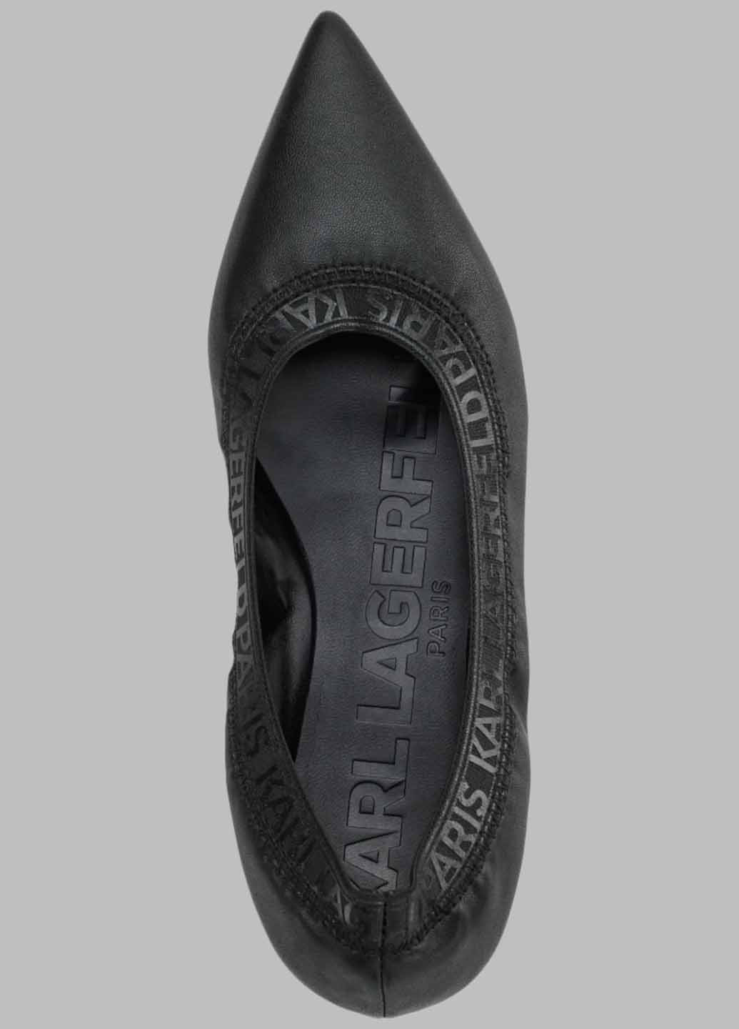 Жіночі балетки Karl Lagerfeld | чорні написи логотип штучна шкіра (366561047)
