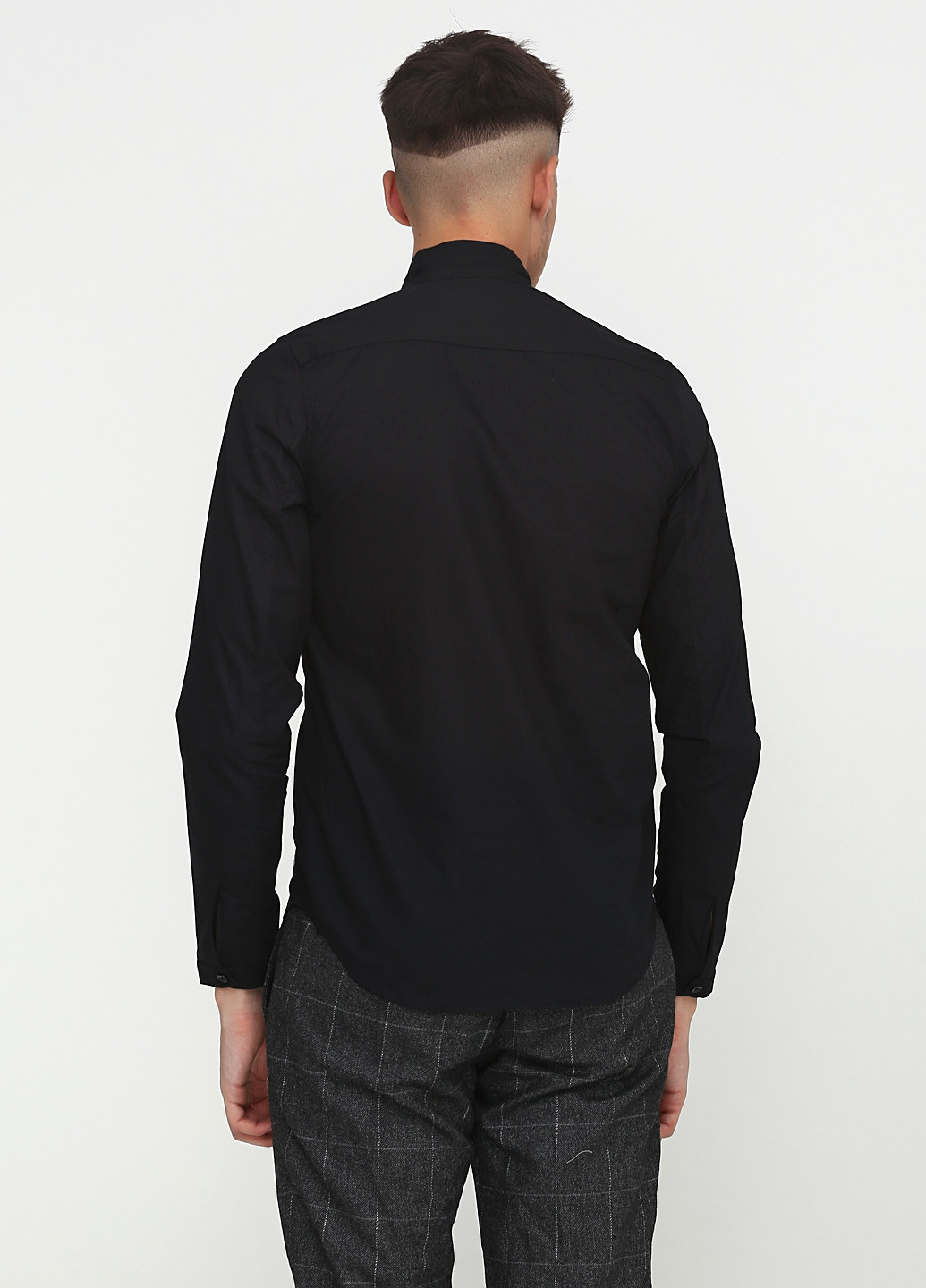 Черная кэжуал рубашка однотонная Vailent Clothing с длинным рукавом