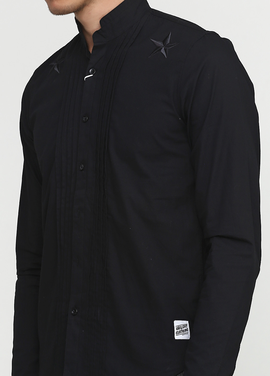 Черная кэжуал рубашка однотонная Vailent Clothing с длинным рукавом