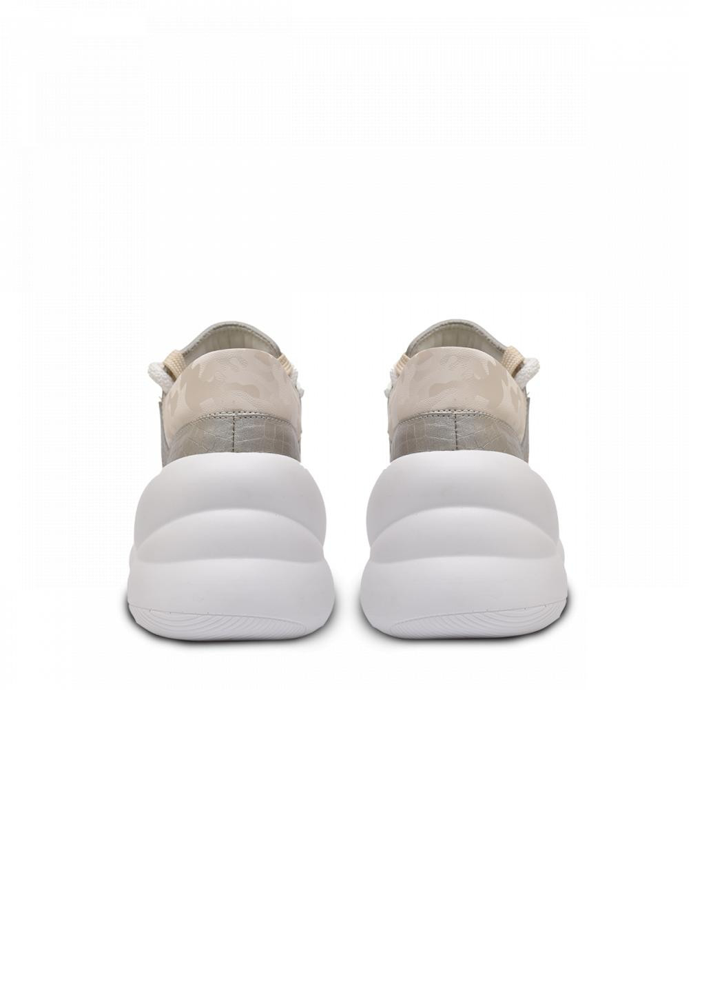 Кроссовки женские кожанные 7485 No Brand бежевые демисезоны (218721084)