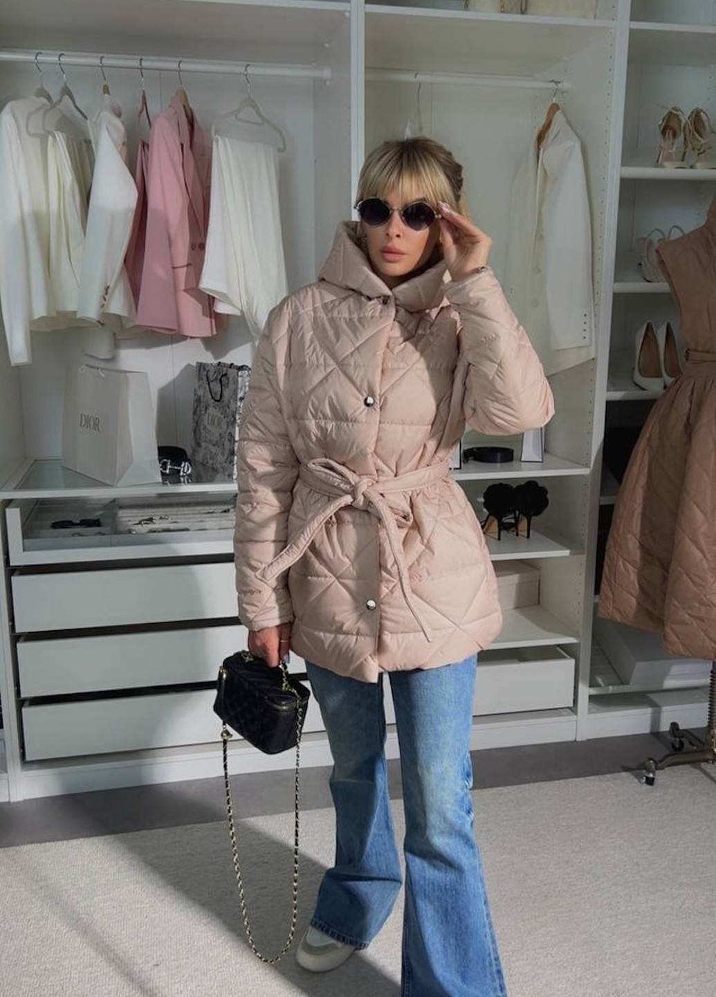 Бежевая демисезонная куртка No Brand