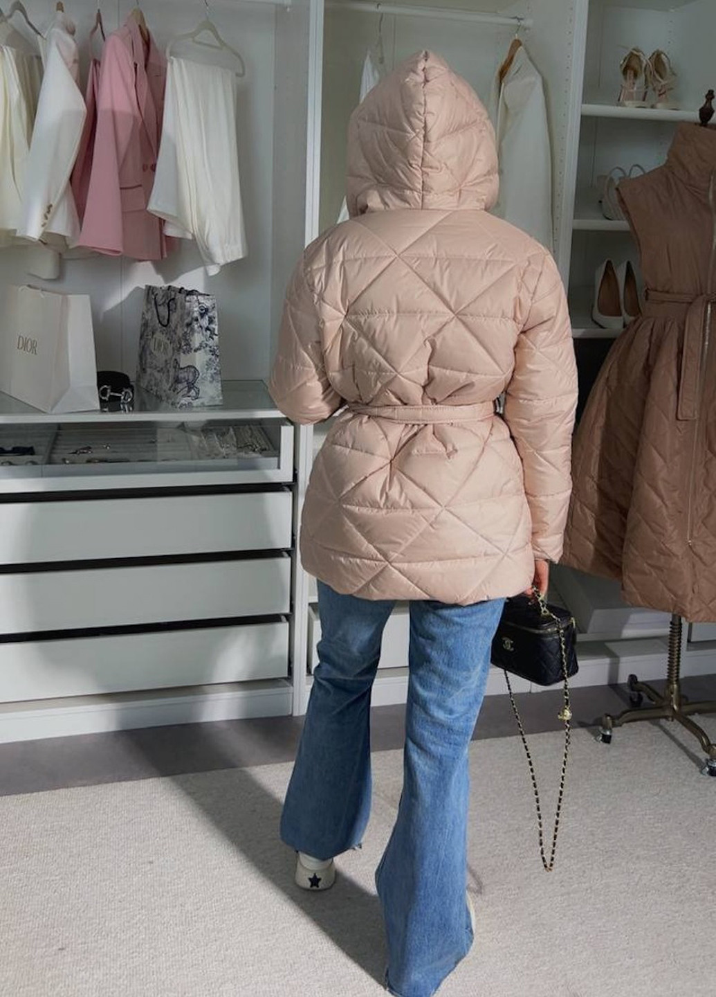 Бежевая демисезонная куртка No Brand