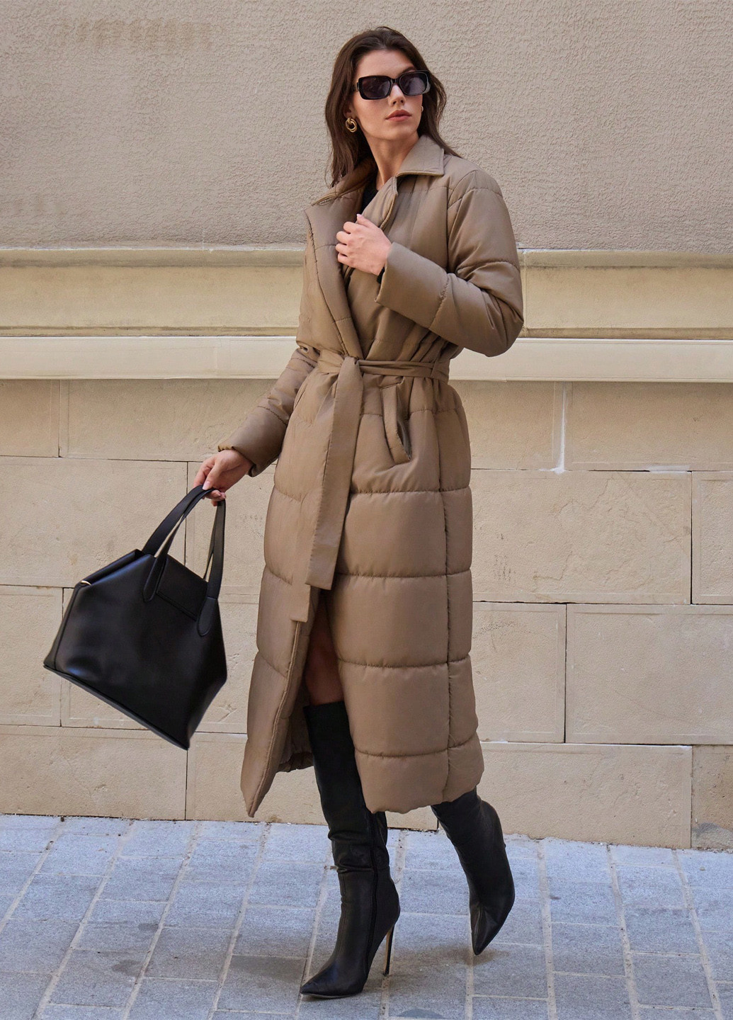 Темно-бежева зимня куртка куртка-пальто SHEIN