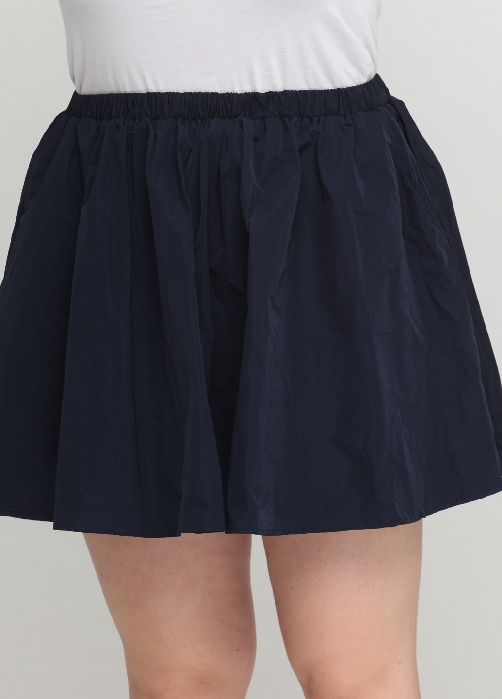 Темно-синяя кэжуал однотонная юбка H&M клешированная, пышная