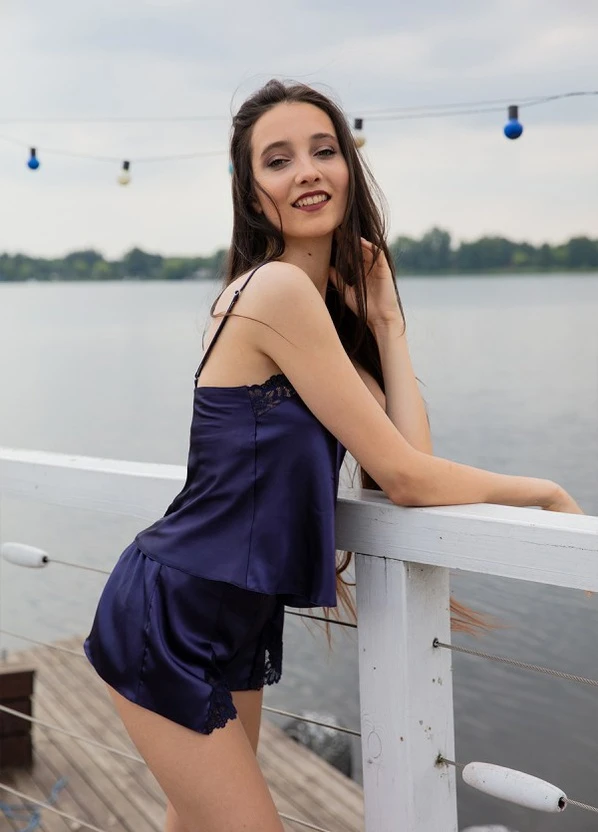 Синя всесезон піжама майка + шорти Dkaren