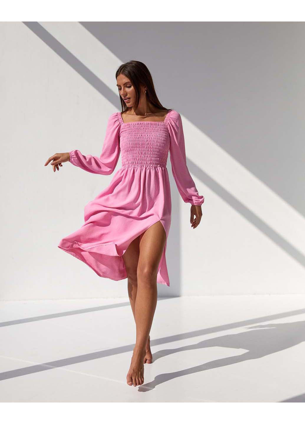 Розовое кэжуал платье SL-Fashion