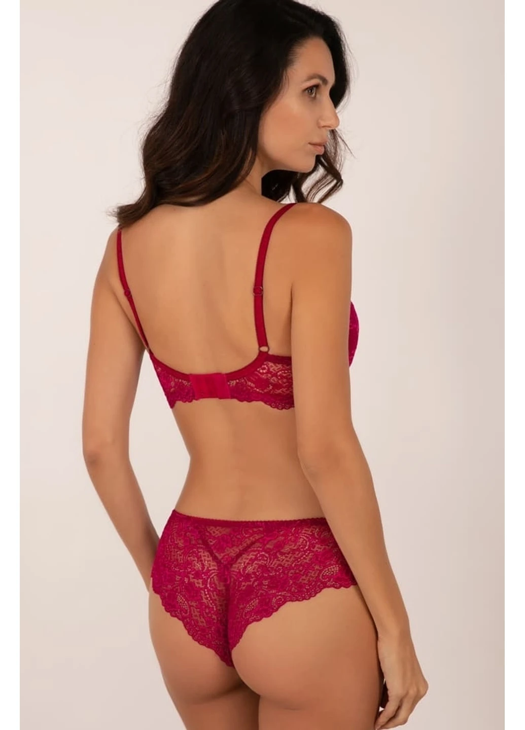 Малиновий бюстгальтер балконет push-up сангрія lace karina 322.02.02 l Kleo