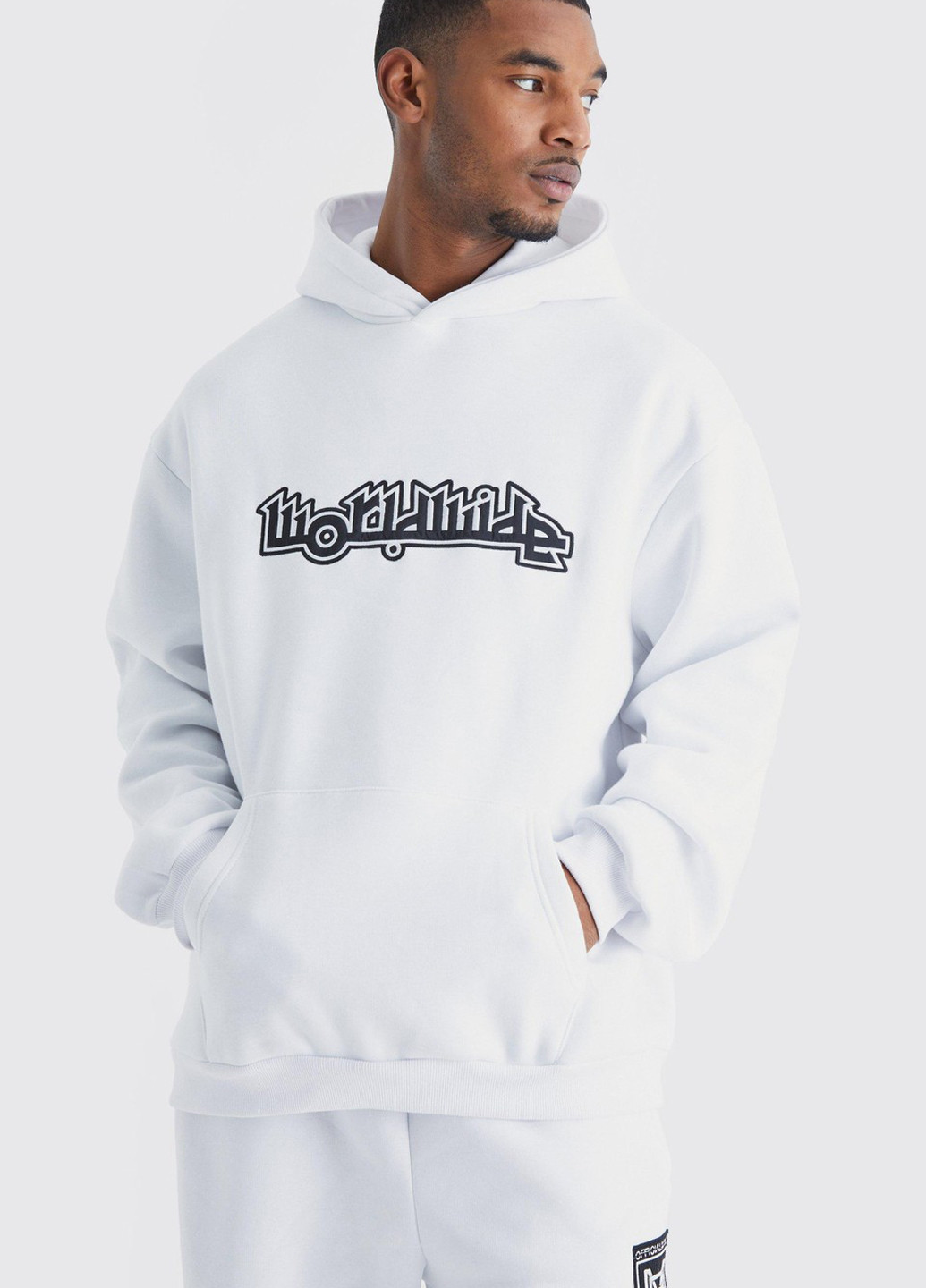 Белый демисезонный костюм (худи, брюки) брючный Boohoo