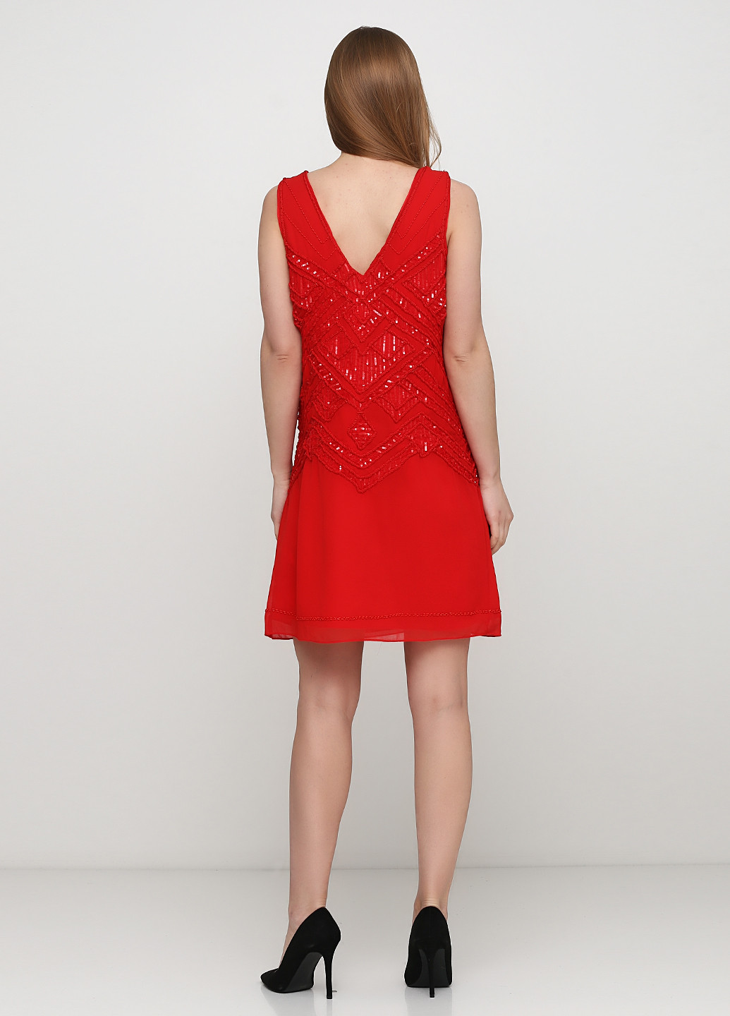 Красное коктейльное платье футляр Occasion by DEX однотонное