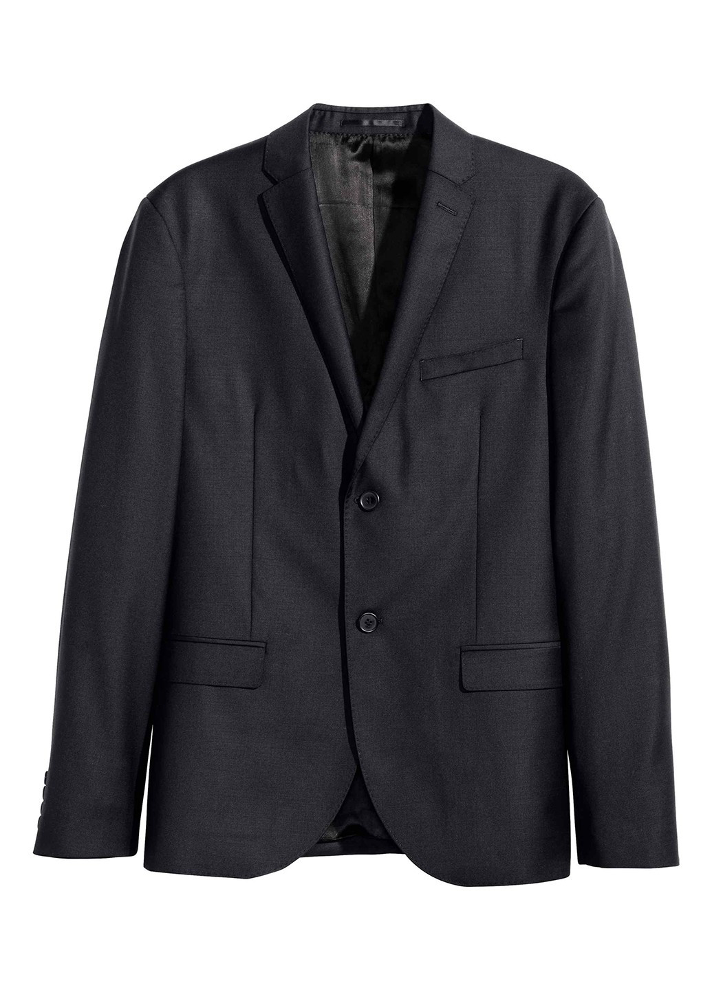 Пиджак H&M однобортный однотонный чёрный деловой вискоза