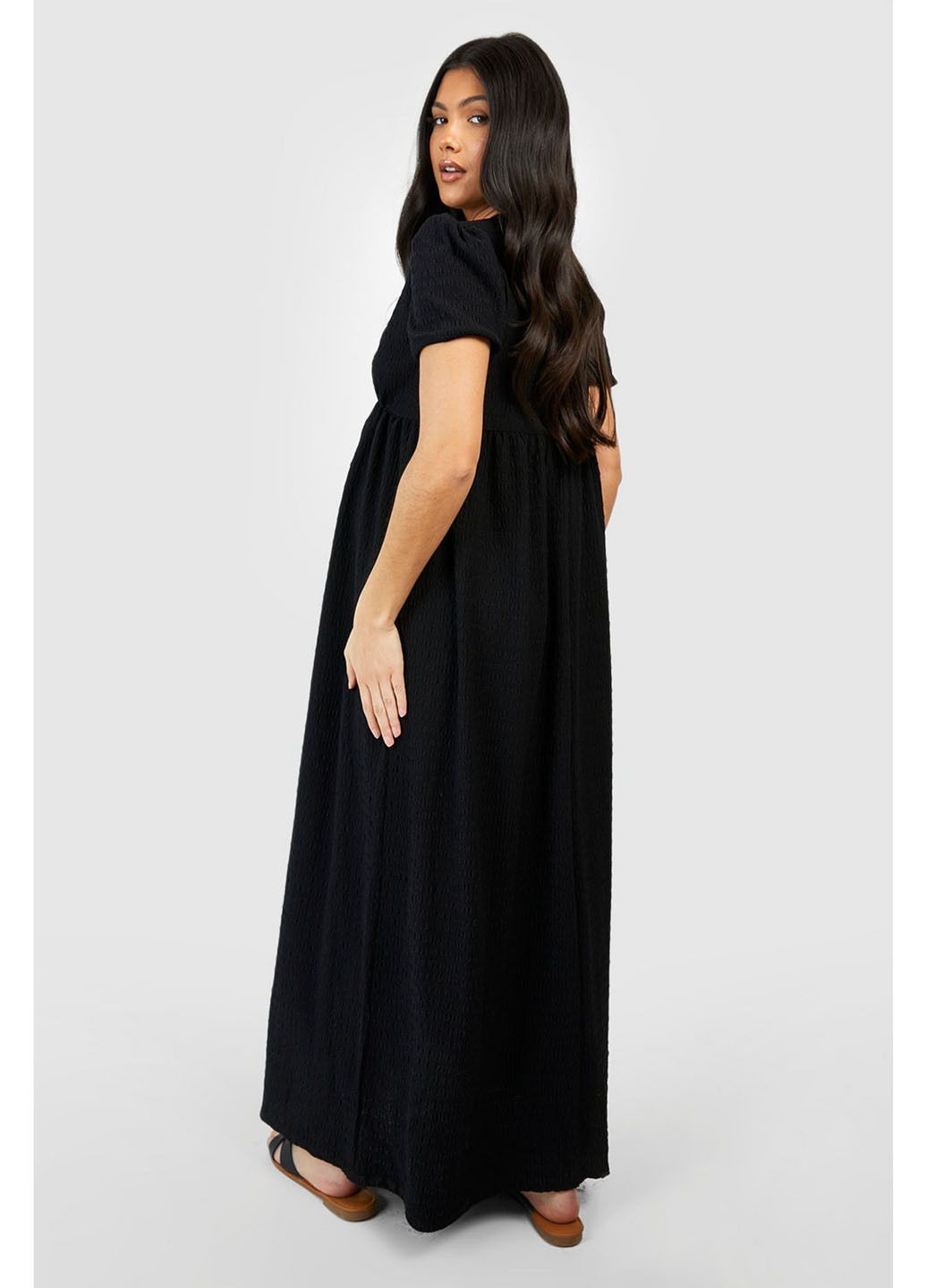 Черное кэжуал платье а-силуэт Boohoo однотонное