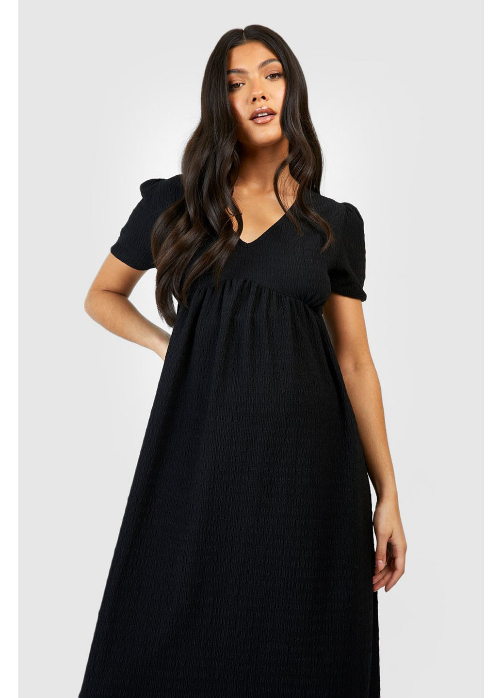 Черное кэжуал платье а-силуэт Boohoo однотонное