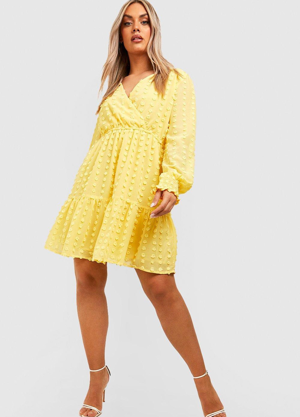 Жовтий кежуал сукня кльош Boohoo однотонна