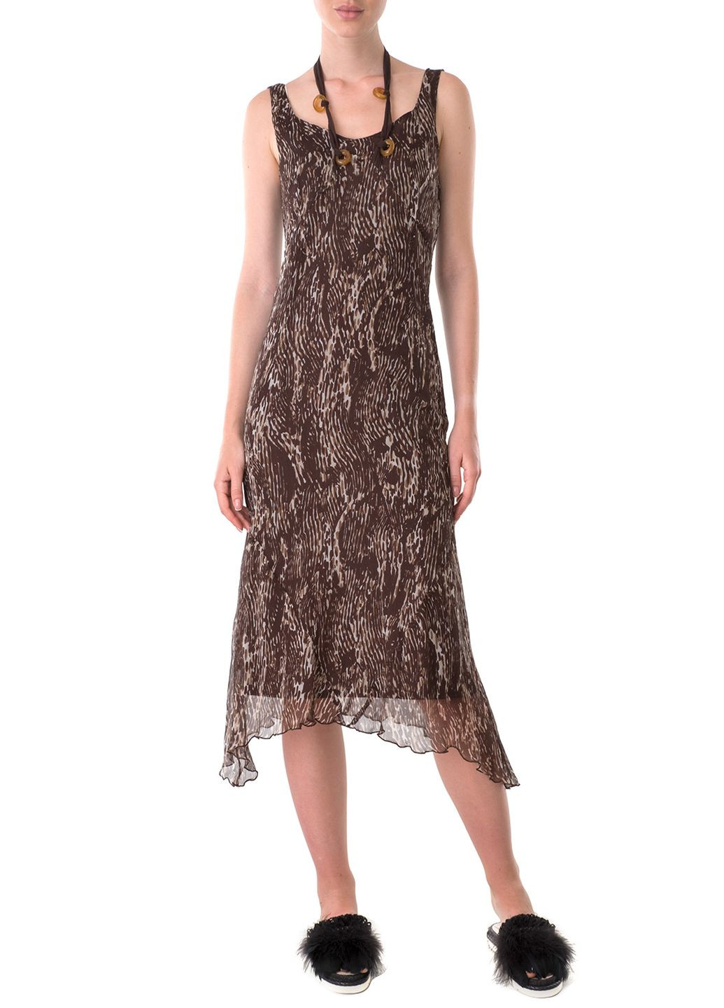 Коричнева кежуал сукня Apriori з абстрактним візерунком