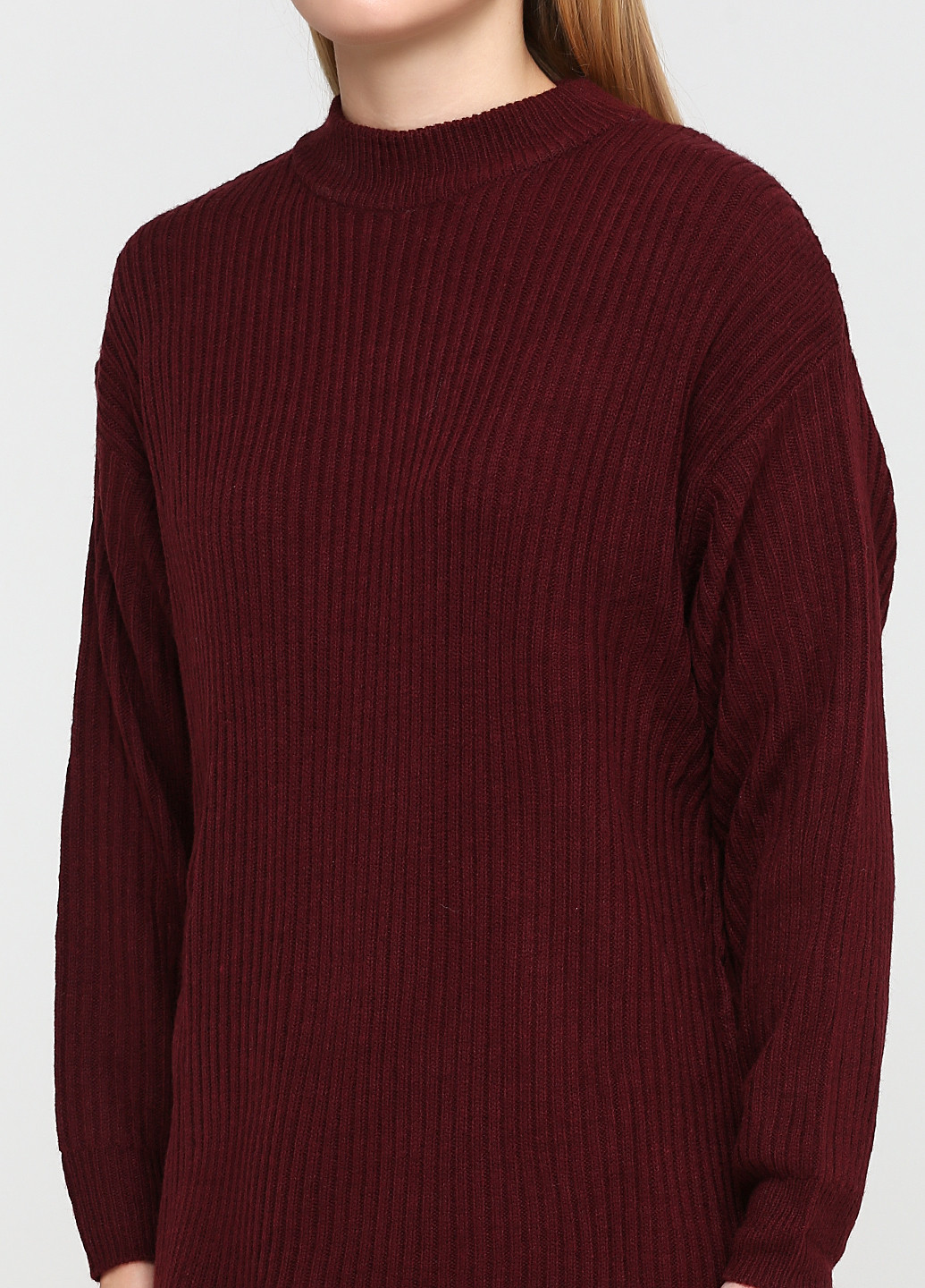Бордовое кэжуал платье платье-свитер H&M однотонное